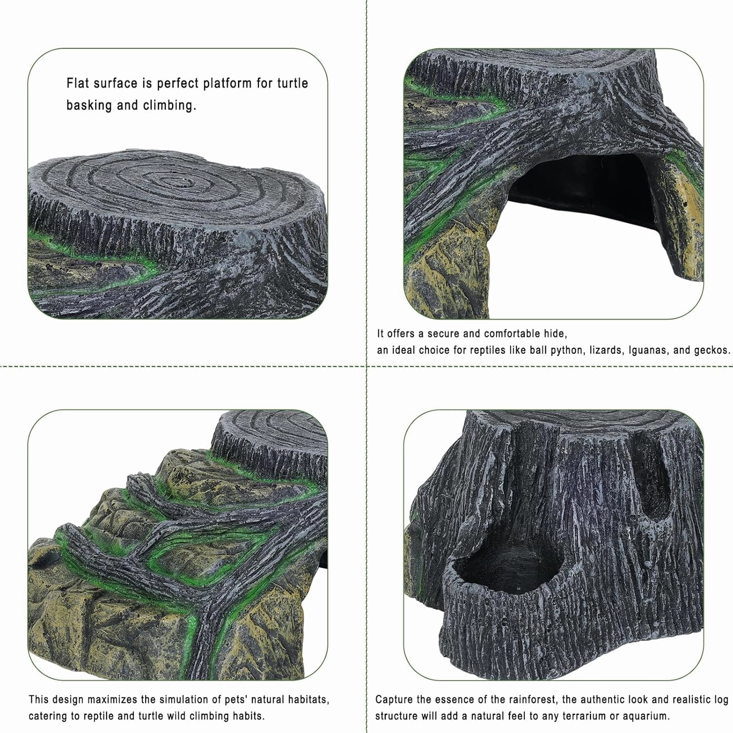 Gecko Tank Accessories, Large Tortoise Habitat Accessories, Ball Python Tank Accessories, Snake Hide, Perfect Tortoise Habitat for Reptile Gecko Basking Hiding. (Large)