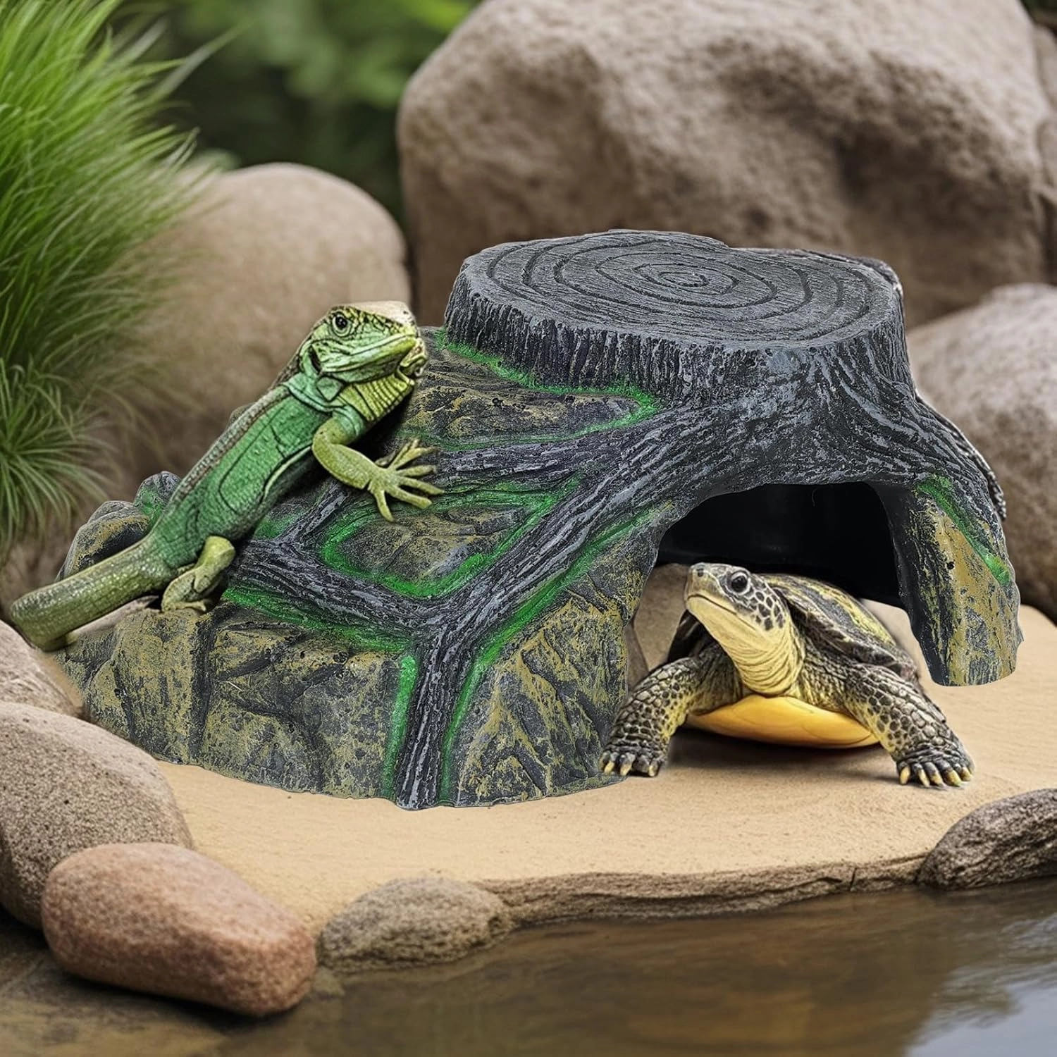 Gecko Tank Accessories, Large Tortoise Habitat Accessories, Ball Python Tank Accessories, Snake Hide, Perfect Tortoise Habitat for Reptile Gecko Basking Hiding. (Large)