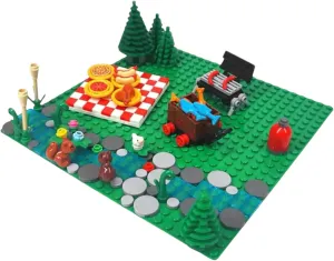General Jim's Building Block Kit - Urban Camping Adventure Building Block Set – Picnic Blanket, Trees & Natural Rock Path (204 Pieces) – Campground 3