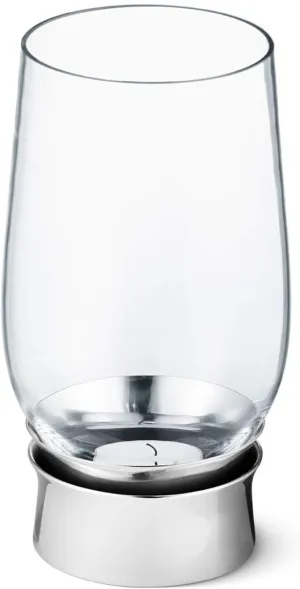 Georg Jensen Lumis Tea Light Candle Holder with Glass Shade - Mirror Polished Stainless Steel Base - Home Decor by Sebastian Holmbäck
