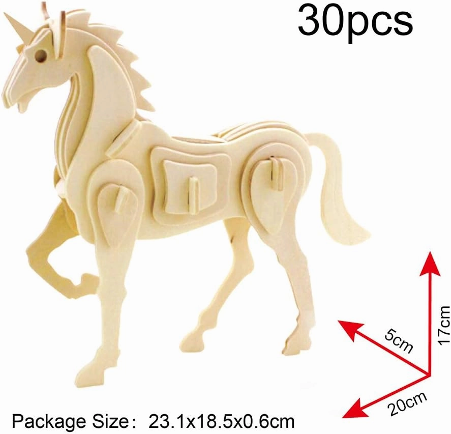Georgie Porgy 3D Wooden Puzzles for Kids Toys Construction Woodcraft Kits DIY Model Puzzle Kits Birthday Gifts Pack of 6 (Bee Owl Butterfly Unicorn Sea Turtle Dolphin)
