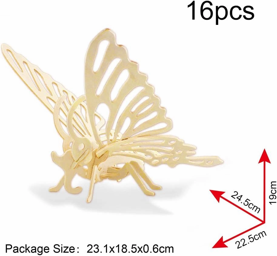 Georgie Porgy 3D Wooden Puzzles for Kids Toys Construction Woodcraft Kits DIY Model Puzzle Kits Birthday Gifts Pack of 6 (Bee Owl Butterfly Unicorn Sea Turtle Dolphin)