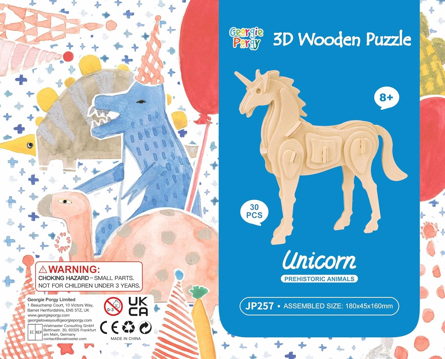 Georgie Porgy 3D Wooden Puzzles for Kids Toys Construction Woodcraft Kits DIY Model Puzzle Kits Birthday Gifts Pack of 6 (Bee Owl Butterfly Unicorn Sea Turtle Dolphin)