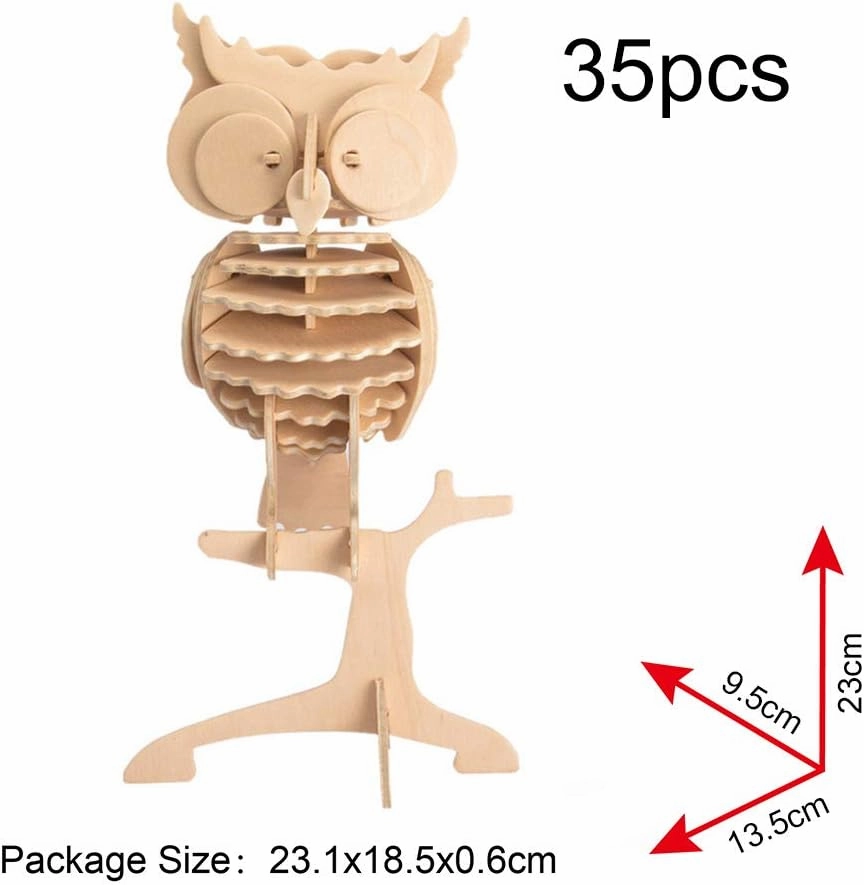 Georgie Porgy 3D Wooden Puzzles for Kids Toys Construction Woodcraft Kits DIY Model Puzzle Kits Birthday Gifts Pack of 6 (Bee Owl Butterfly Unicorn Sea Turtle Dolphin)