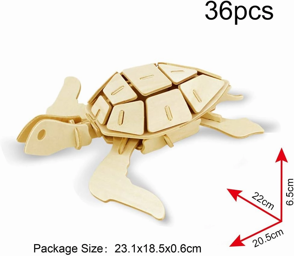 Georgie Porgy 3D Wooden Puzzles for Kids Toys Construction Woodcraft Kits DIY Model Puzzle Kits Birthday Gifts Pack of 6 (Bee Owl Butterfly Unicorn Sea Turtle Dolphin)