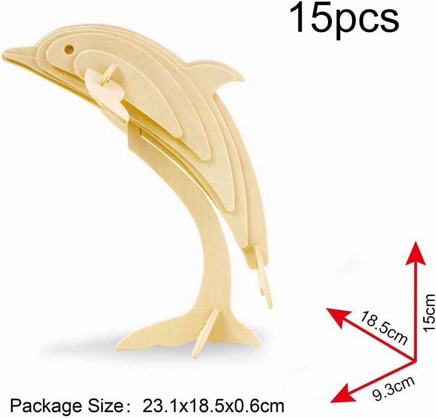 Georgie Porgy 3D Wooden Puzzles for Kids Toys Construction Woodcraft Kits DIY Model Puzzle Kits Birthday Gifts Pack of 6 (Bee Owl Butterfly Unicorn Sea Turtle Dolphin)