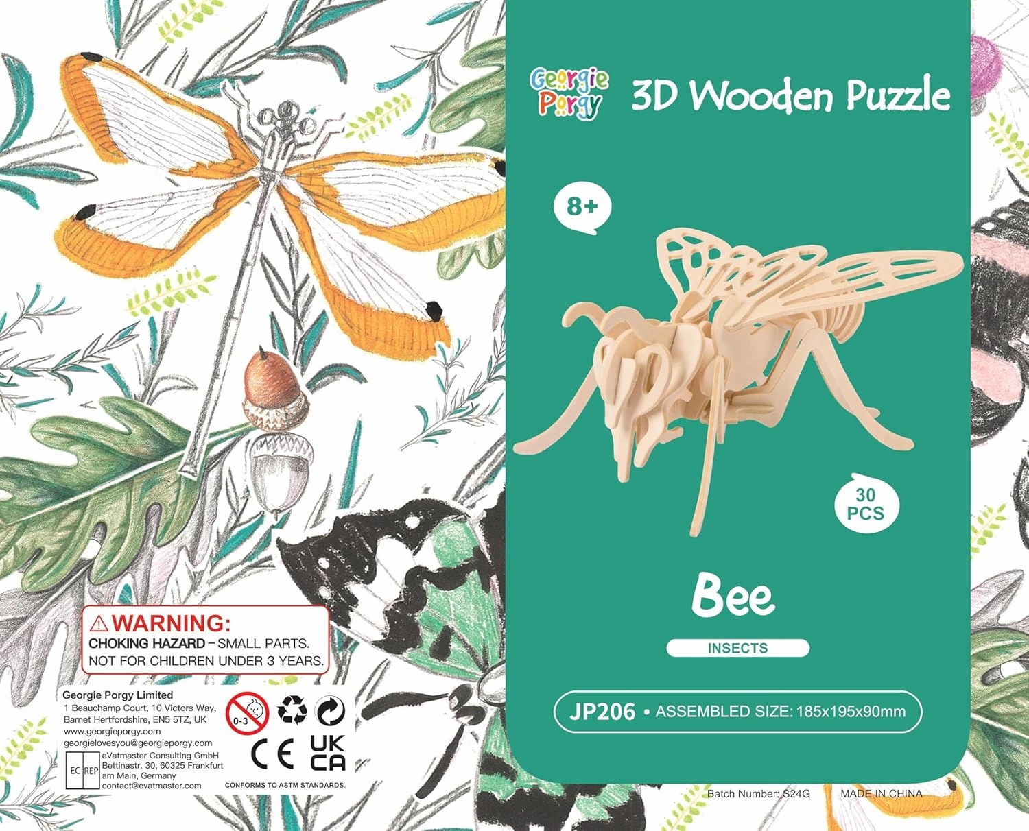 Georgie Porgy 3D Wooden Puzzles for Kids Toys Construction Woodcraft Kits DIY Model Puzzle Kits Birthday Gifts Pack of 6 (Bee Owl Butterfly Unicorn Sea Turtle Dolphin)