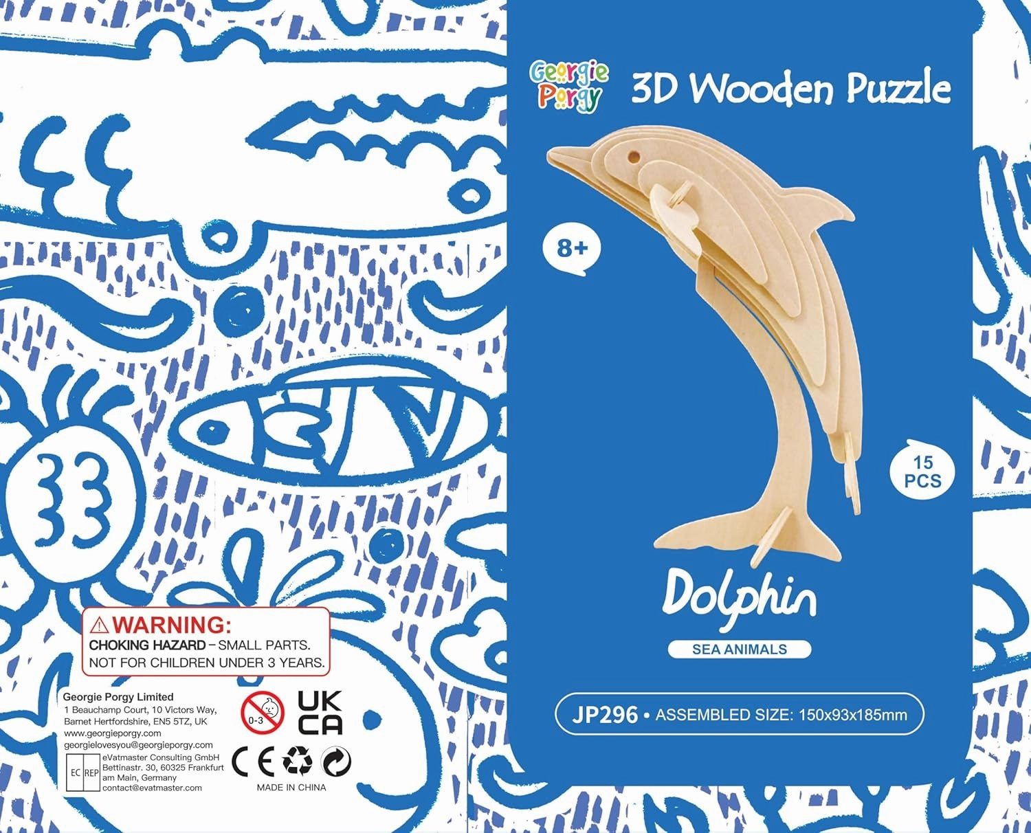 Georgie Porgy 3D Wooden Puzzles for Kids Toys Construction Woodcraft Kits DIY Model Puzzle Kits Birthday Gifts Pack of 6 (Bee Owl Butterfly Unicorn Sea Turtle Dolphin)