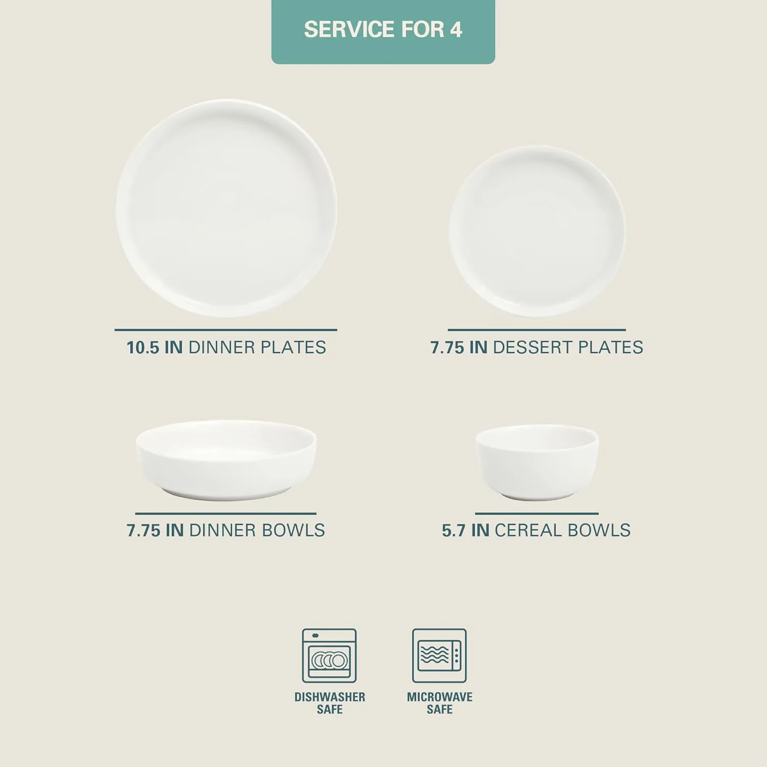 Gibson Home Oslo Porcelain Chip and Scratch Resistant Dinnerware Set, Service for 4 (16pcs), Plates and Bowls Dishes Sets, White