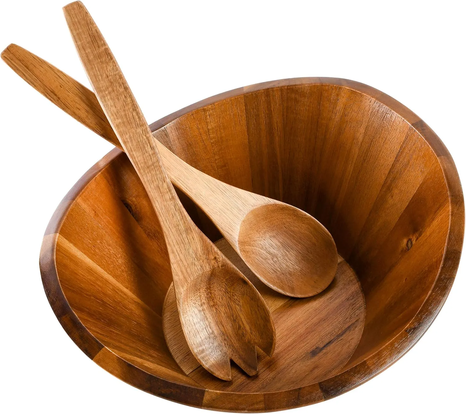 Gibson Home Sherwood 3-Piece Acacia Wood Salad Bowl Set, 32 quarts