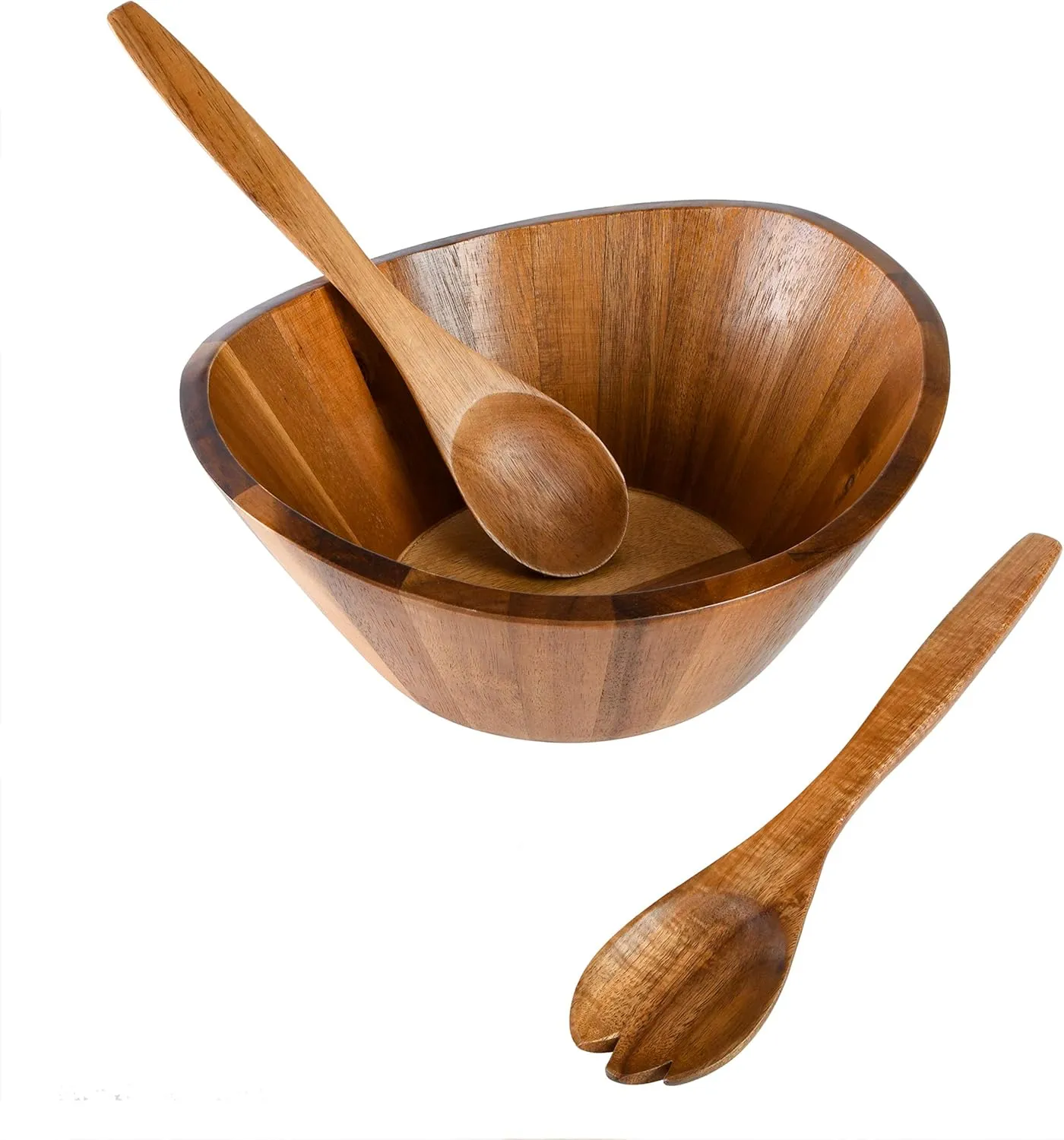 Gibson Home Sherwood 3-Piece Acacia Wood Salad Bowl Set, 32 quarts