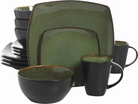 Gibson 99811.16R Dinnerware set, Soho Square, Green, Service for 4 (16pc)