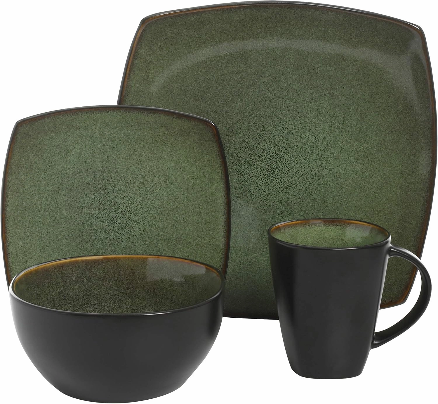 Gibson 99811.16R Dinnerware set, Soho Square, Green, Service for 4 (16pc)
