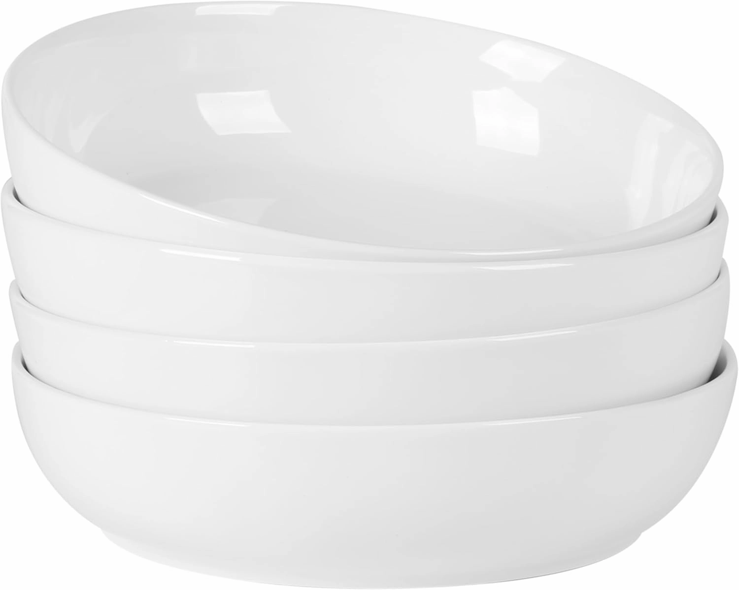 Gibson Home Zen Buffet 4-Piece 41oz Salad Bowls Porcelain Ceramic Chip and Scratch Resistant Pasta Bowl, Serving Bowls, Soup Bowls Set, Large Capacity, Dishwasher & Microwave Safe White