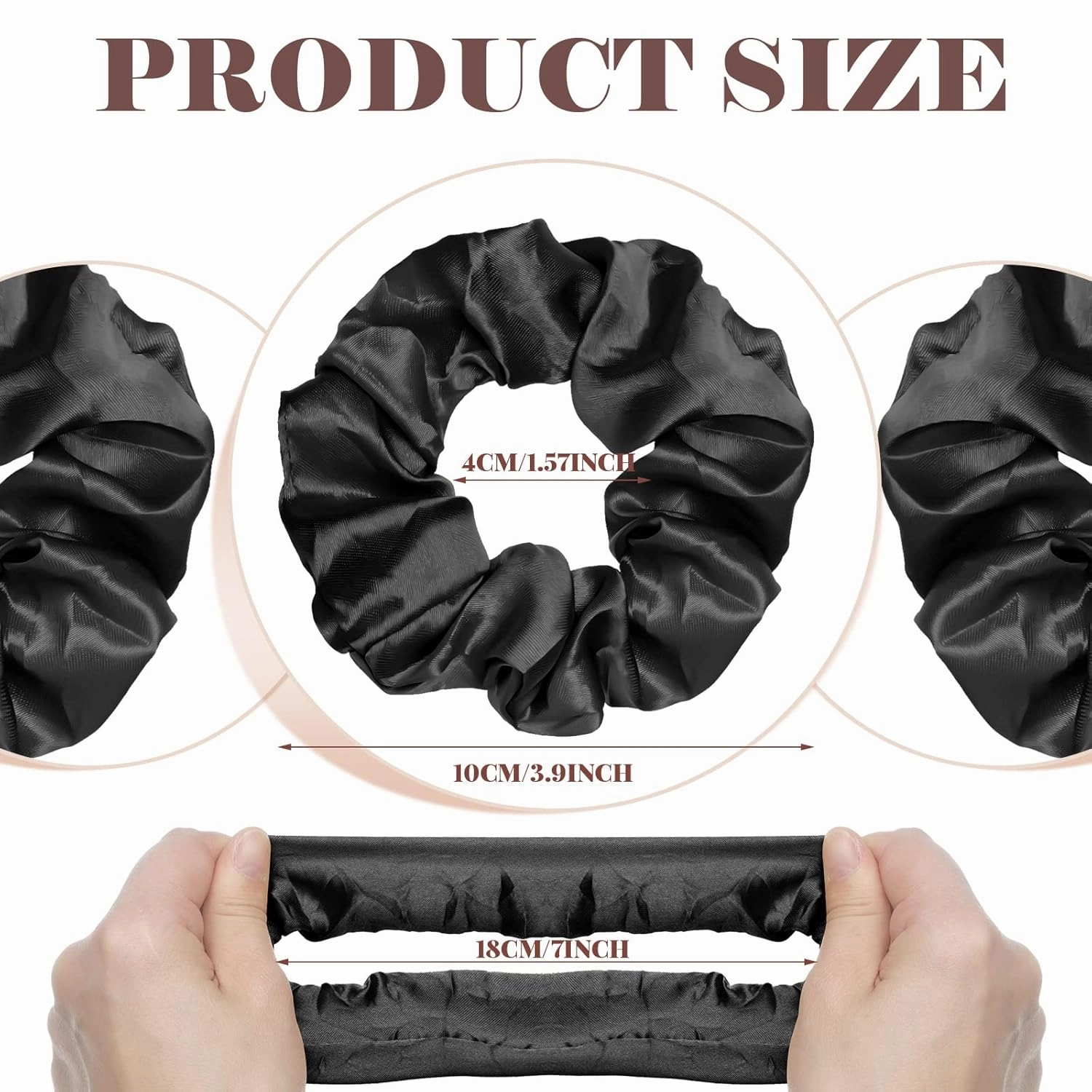 Giegxin 80 Pieces Silk Scrunchies Satin Hair Ties Elastic Bands Large Satin Ponytail Silk Vintage Hair Accessories for Women Girls (Black,Solid Style)