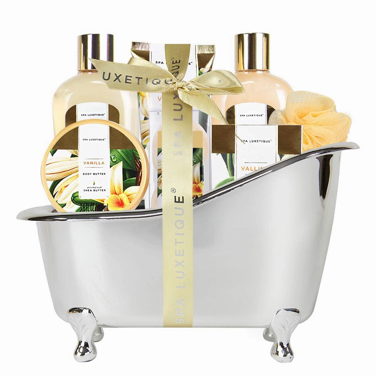 Gifts for Women, Spa Luxetique Spa Gift Baskets for Women, 8 Pcs Vanilla Bath Gift Sets, Vanilla Gift Baskets, Mothers Day Gifts for Mom
