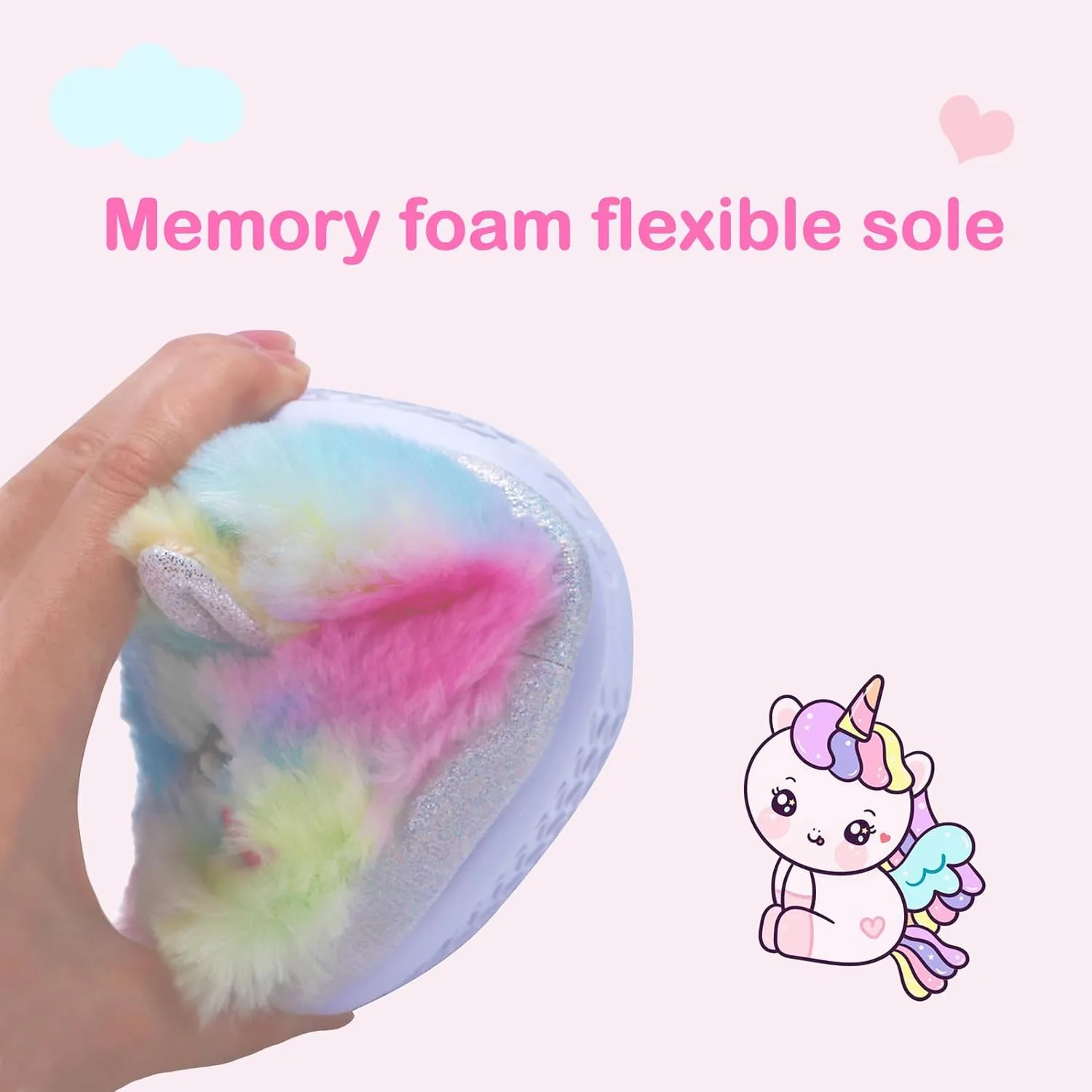 Girls Cute Animal Slippers for Toddler Kids Fuzzy Slip-on House Shoes Warm Fluffy Plush Indoor Home Slippers