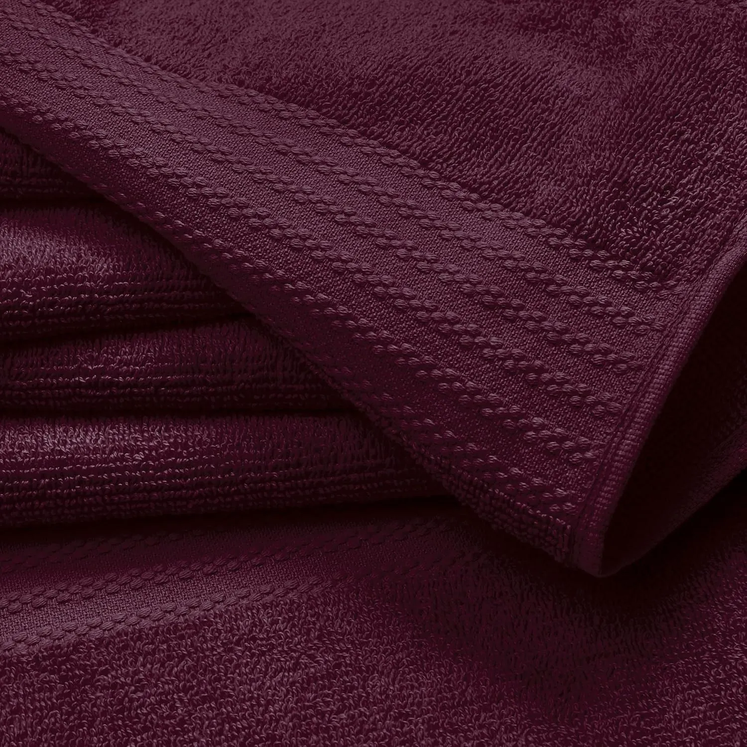 GLAMBURG Ultra Soft 8-Piece Towel Set - 100% Pure Ringspun Cotton, Contains 2 Oversized Bath Towels 27x54, 2 Hand Towels 16x28, 4 Wash Cloths 13x13 - Ideal for Everyday use, Hotel & Spa - Burgundy