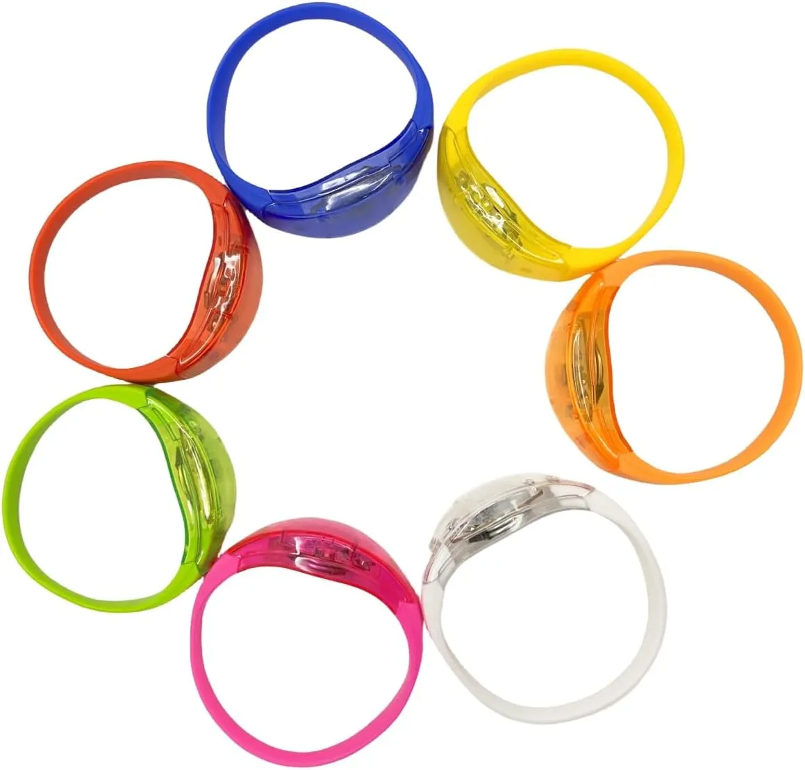 Glow in the Dark Bracelets - Music & Sound Activated Glow Bracelets for Kids & Adults with Flashing LED Strobe, Perfect Party Favors for Birthdays, Concerts, and Glow in the Dark Themed Parties 7Pcs