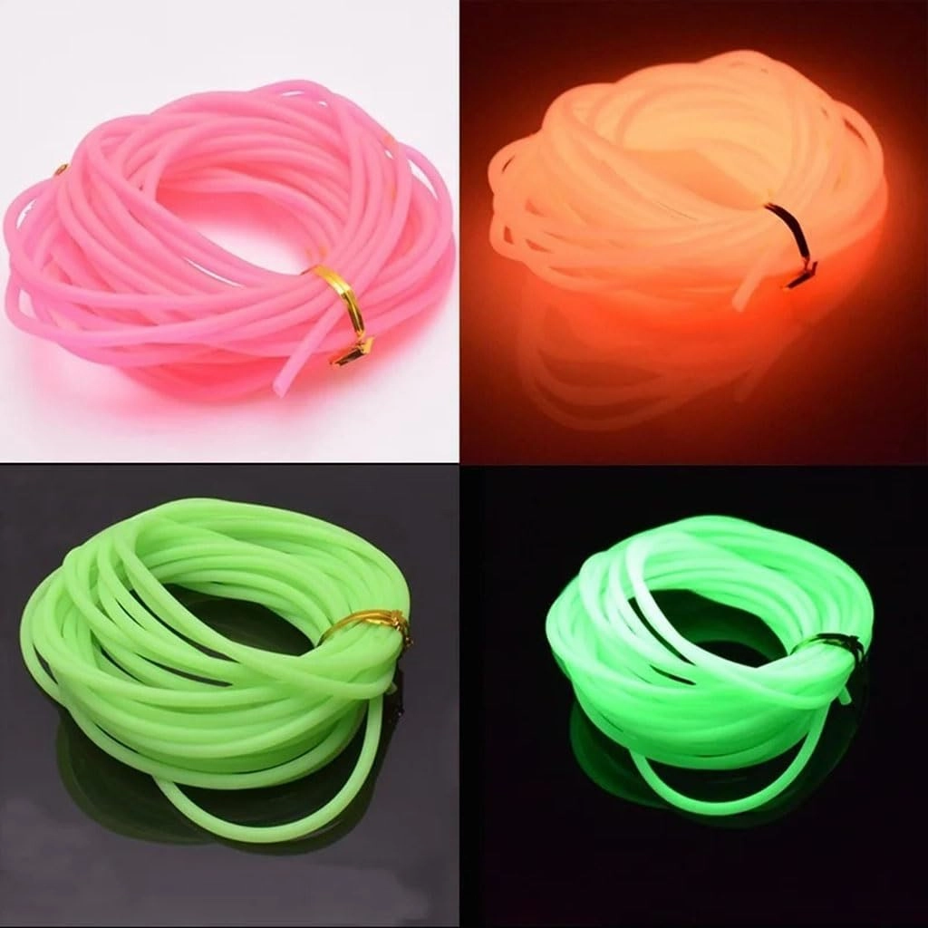 Glow-in-Dark Fishing Lure Tube - Flexible Fluorescent Bait Line Accessory for Night Fishing(Green 5mm)