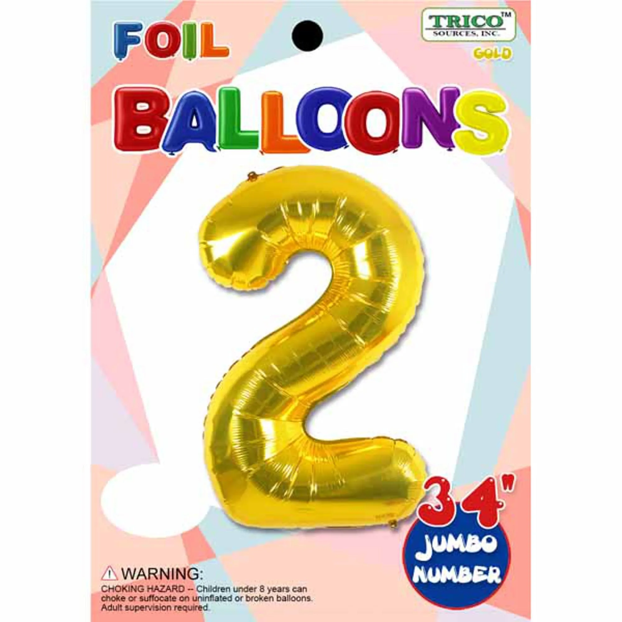 Gold Number 2 Foil Balloon - 34 Inch