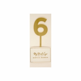 Gold Acrylic Number Cake Topper Party Pick No. 6