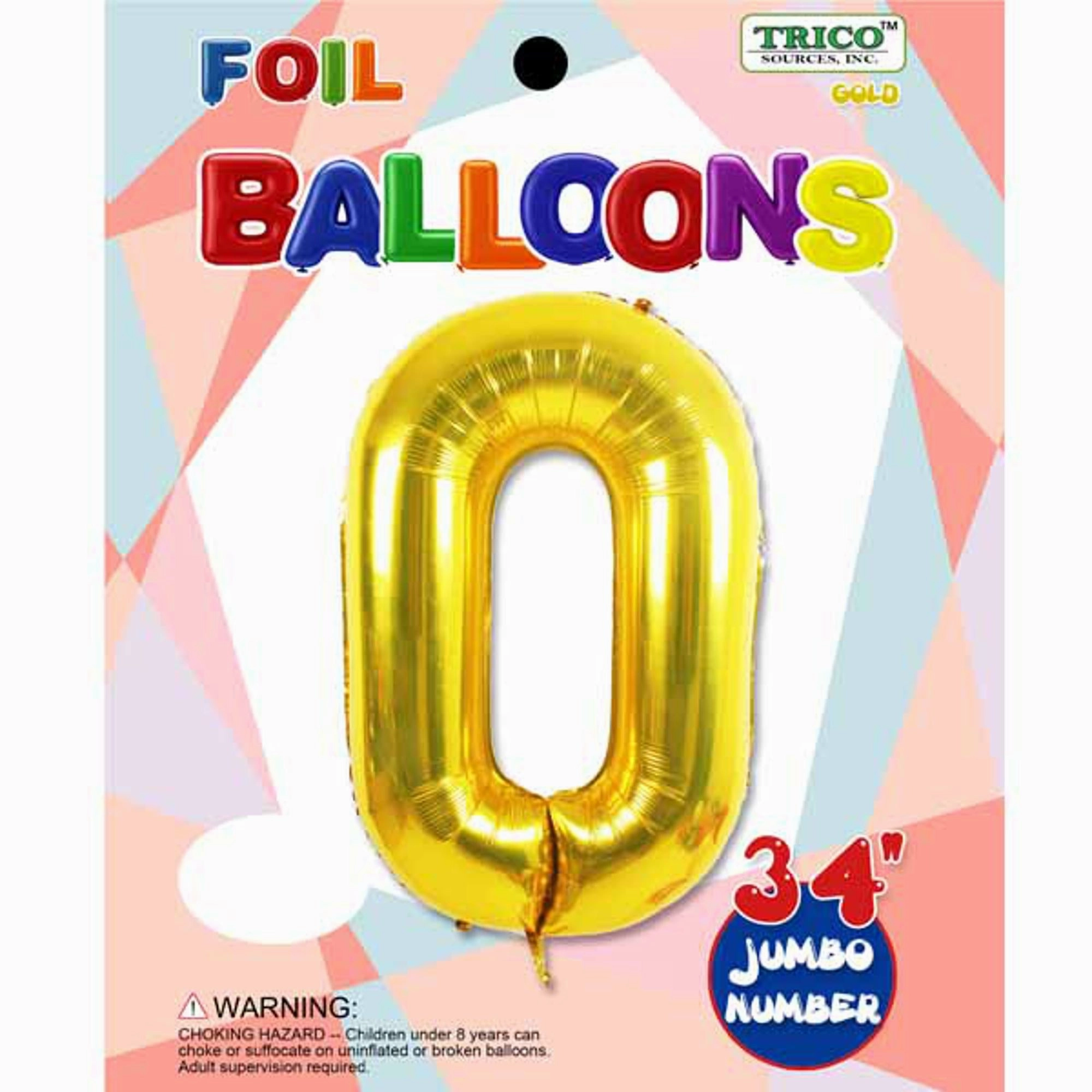 Gold Foil Number Balloon – #0 (34")