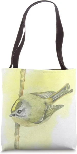 golden-crowned kinglet watercolor bird portrait Tote Bag