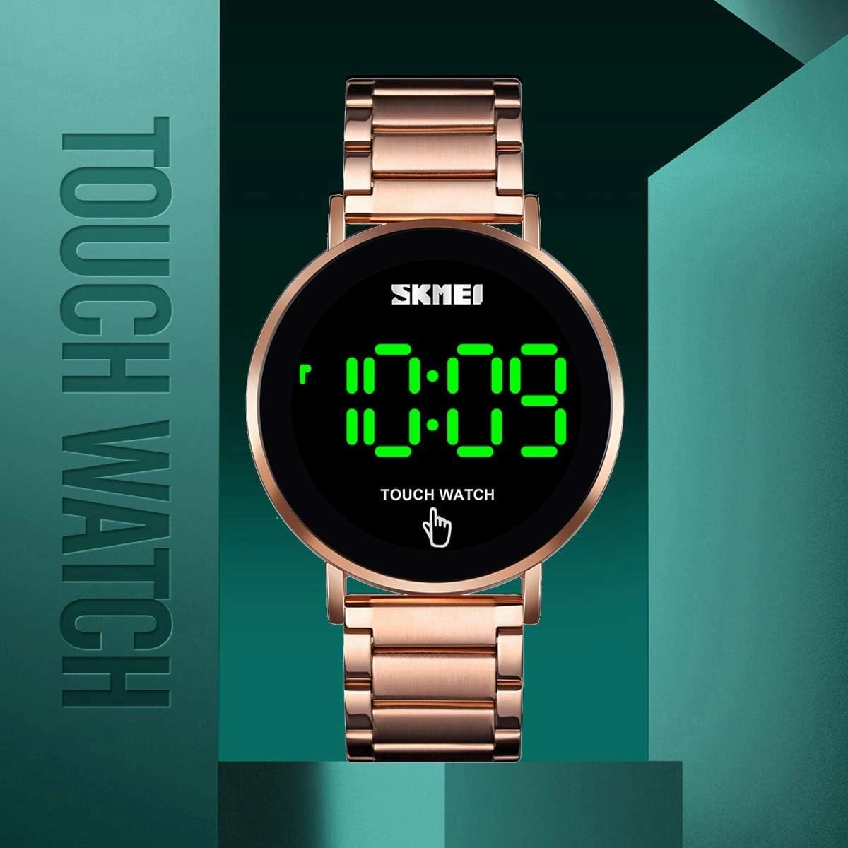Gosasa Touch Screen Digital LED Waterproof Men Womens Sport Casual Stainless Steel Wrist Watch