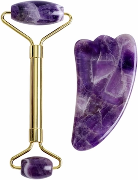 Gouache Amethyst Natural Stone Facial Massager Jade Roller Gua Sha Set Scraper For Face,type 3