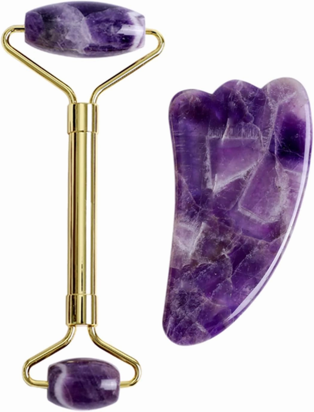 Gouache Amethyst Natural Stone Facial Massager Jade Roller Gua Sha Set Scraper For Face,type 3