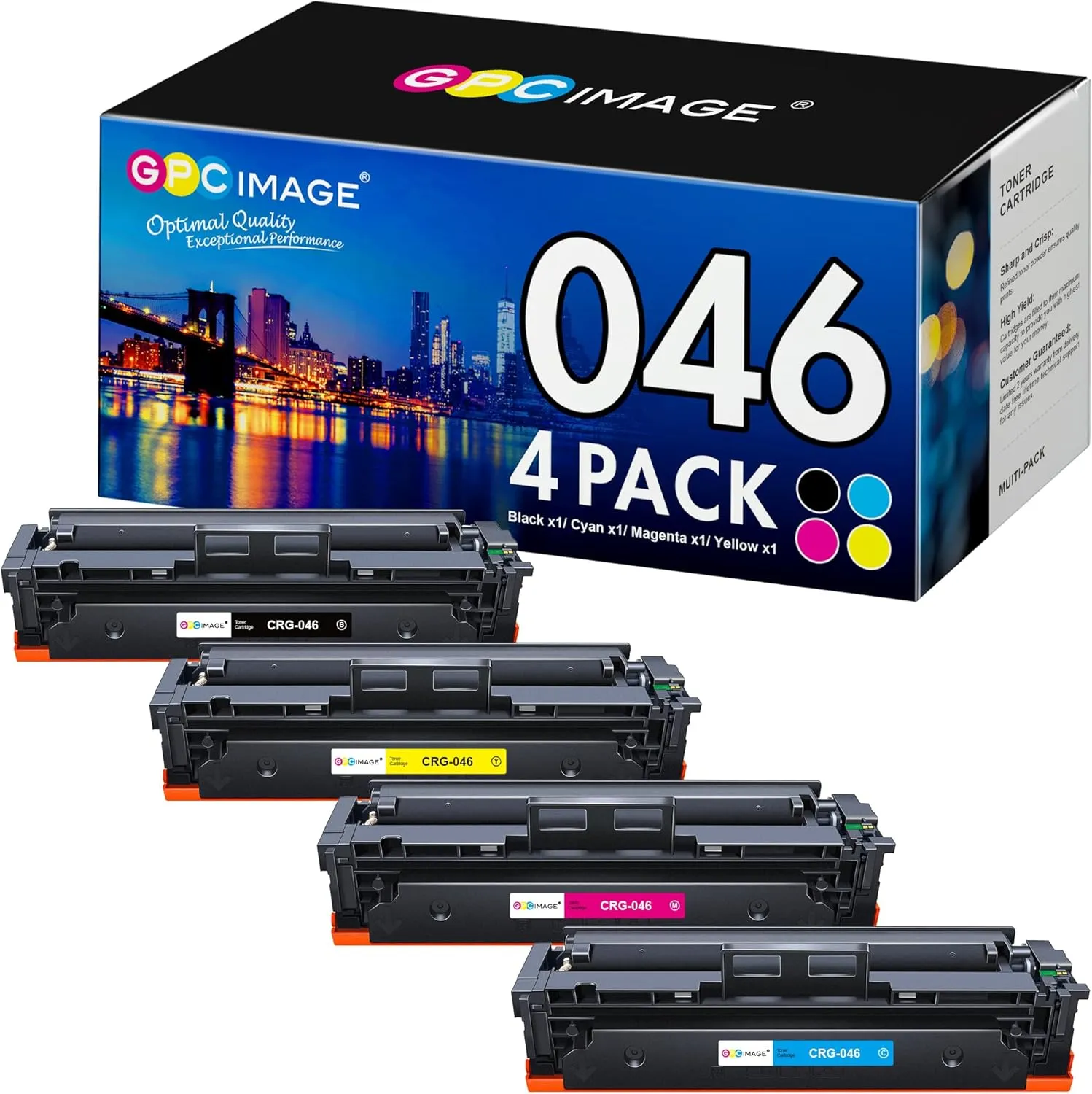GPC Image Toner Cartridge Compatible for Canon 046 046H CRG-046 for Color ImageCLASS MF733Cdw MF731Cdw MF735Cdw LBP654Cdw Printer Tray (Black, Cyan, Magenta, Yellow)