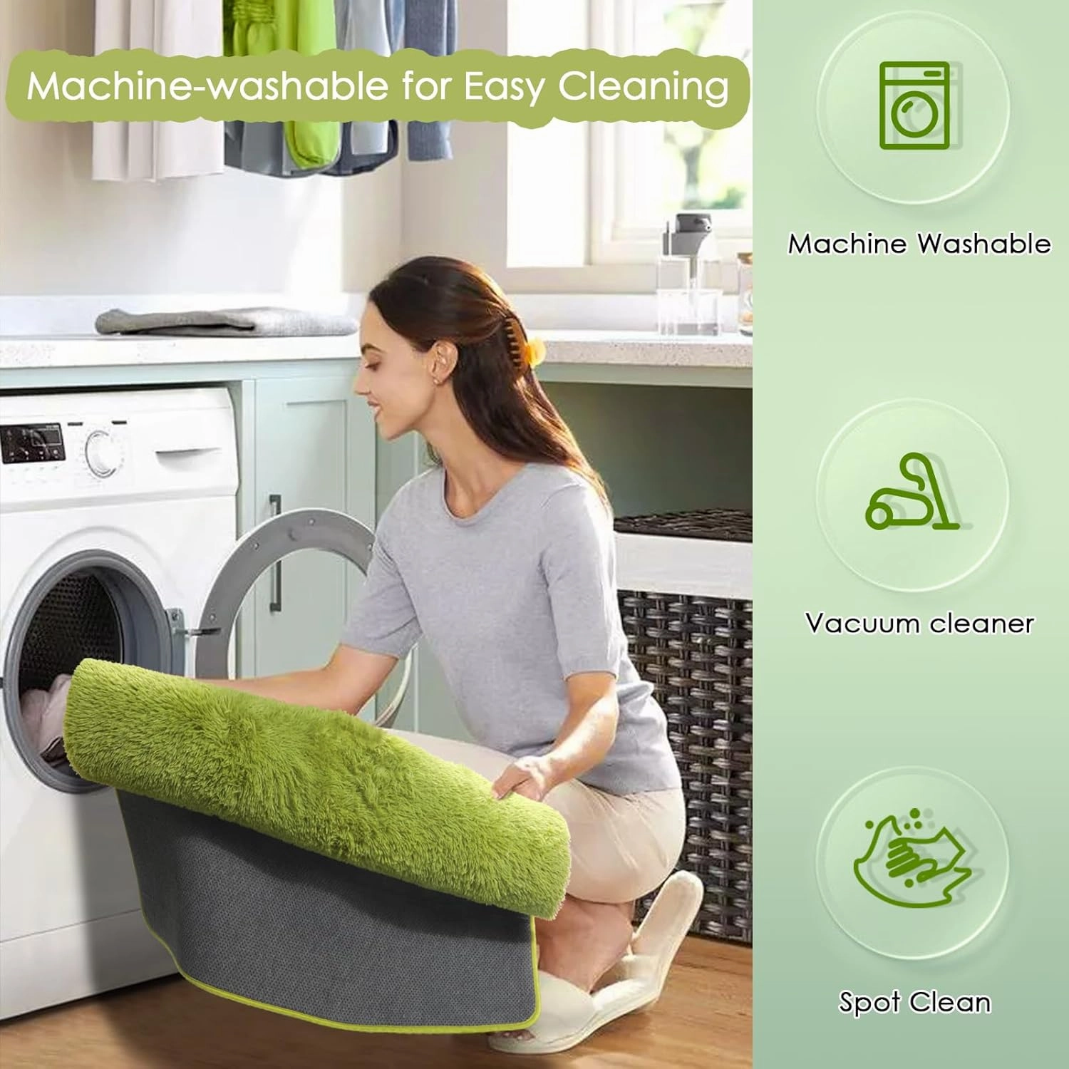 Grass Green Runner Rugs for Bedroom Decor Aesthetic, Fluffy Shag Area Rug 3x5 for Kids Room Living Room Baby Nursery, Cool Shaggy Throw Bedside Fuzzy Plush Carpet, Cute Moss Classroom Playroom Rug