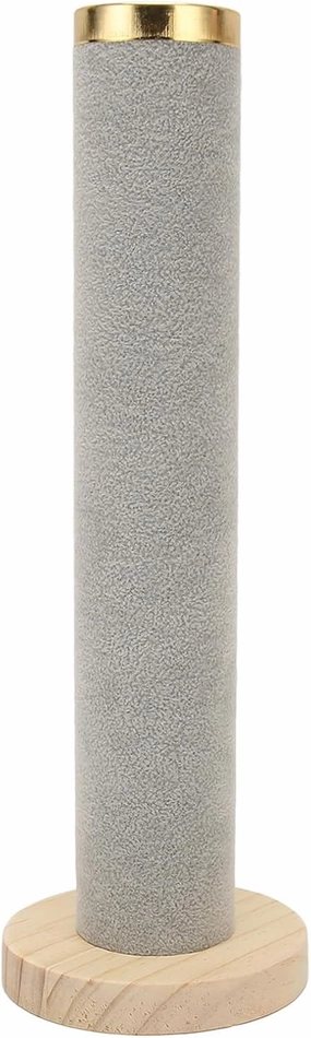 Gray Velvet Vertical Tower Shaped Jewelry Watch Bracelet Display Stand, Vertical Hair Band T-Shaped Display Stand, Hair Band Bun Holder, Suitable for Home Storage, Decoration, and Exhibition