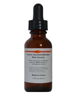 Green Tea Anti Wrinkle Skin Serum w/DMAE,Vitamin C and E, Allantoin, Glycerin and Hyaluronic Acid (1.2oz)