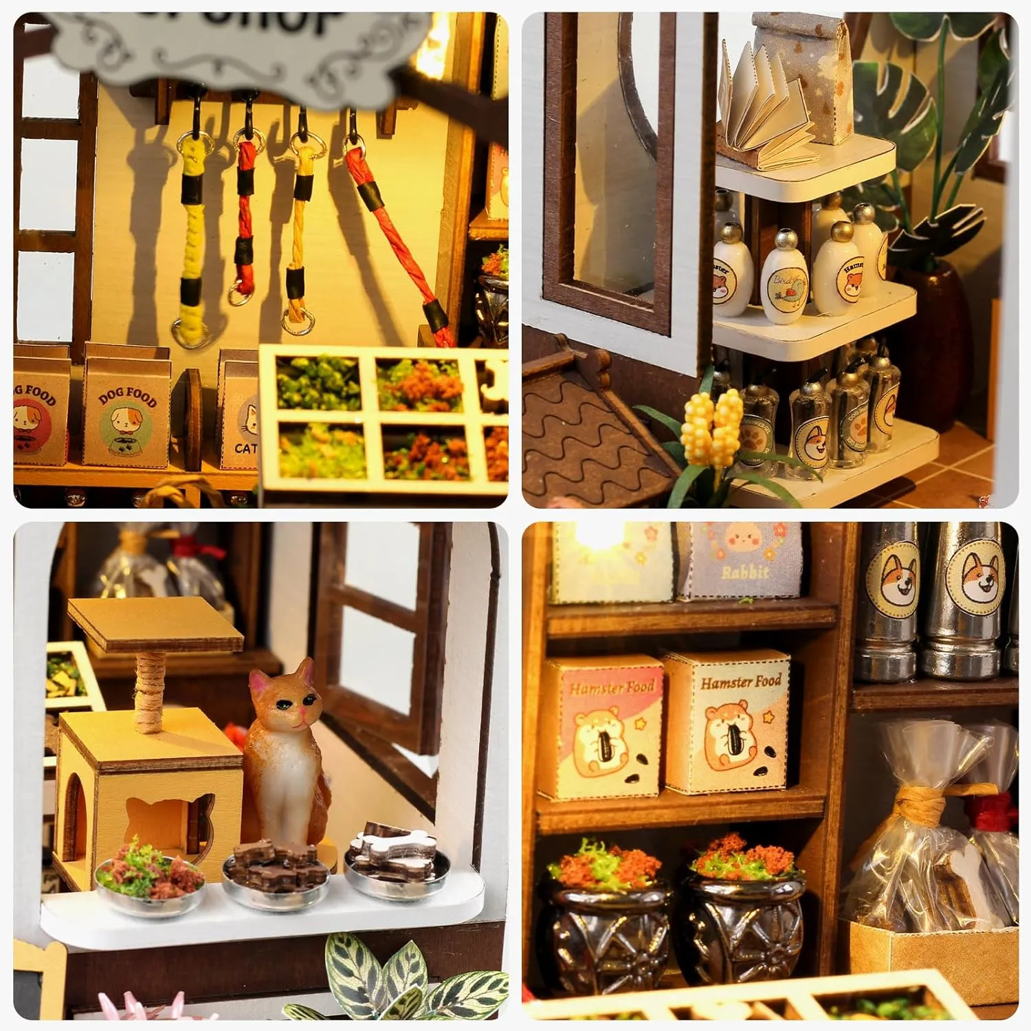 GuDoQi DIY Miniature House Kits, DIY Miniature Dollhouse Kit with Furniture, Tiny House Kits 1:24 Scale, Creative DIY Crafts for Adults Teen, Easter Day Birthday Gifts, Pet Shop