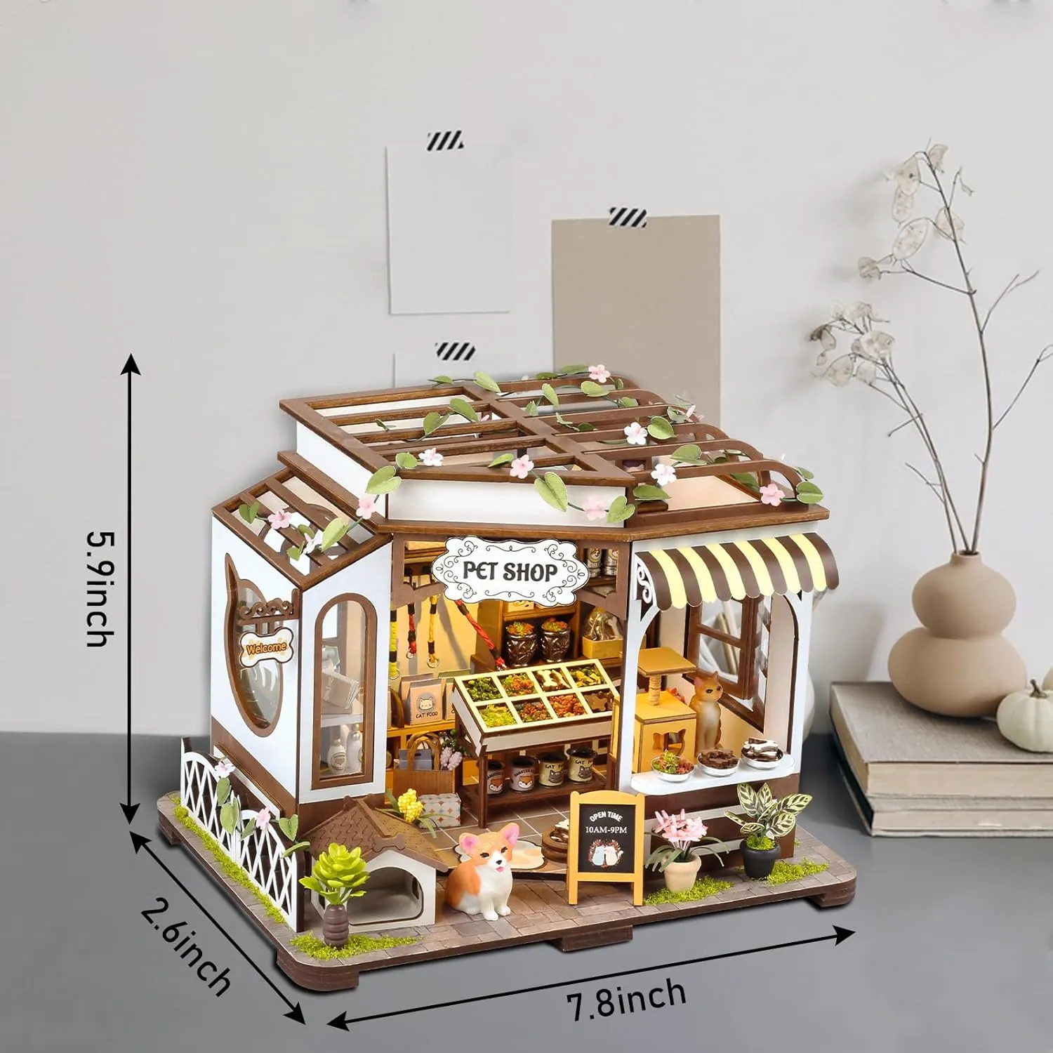 GuDoQi DIY Miniature House Kits, DIY Miniature Dollhouse Kit with Furniture, Tiny House Kits 1:24 Scale, Creative DIY Crafts for Adults Teen, Easter Day Birthday Gifts, Pet Shop