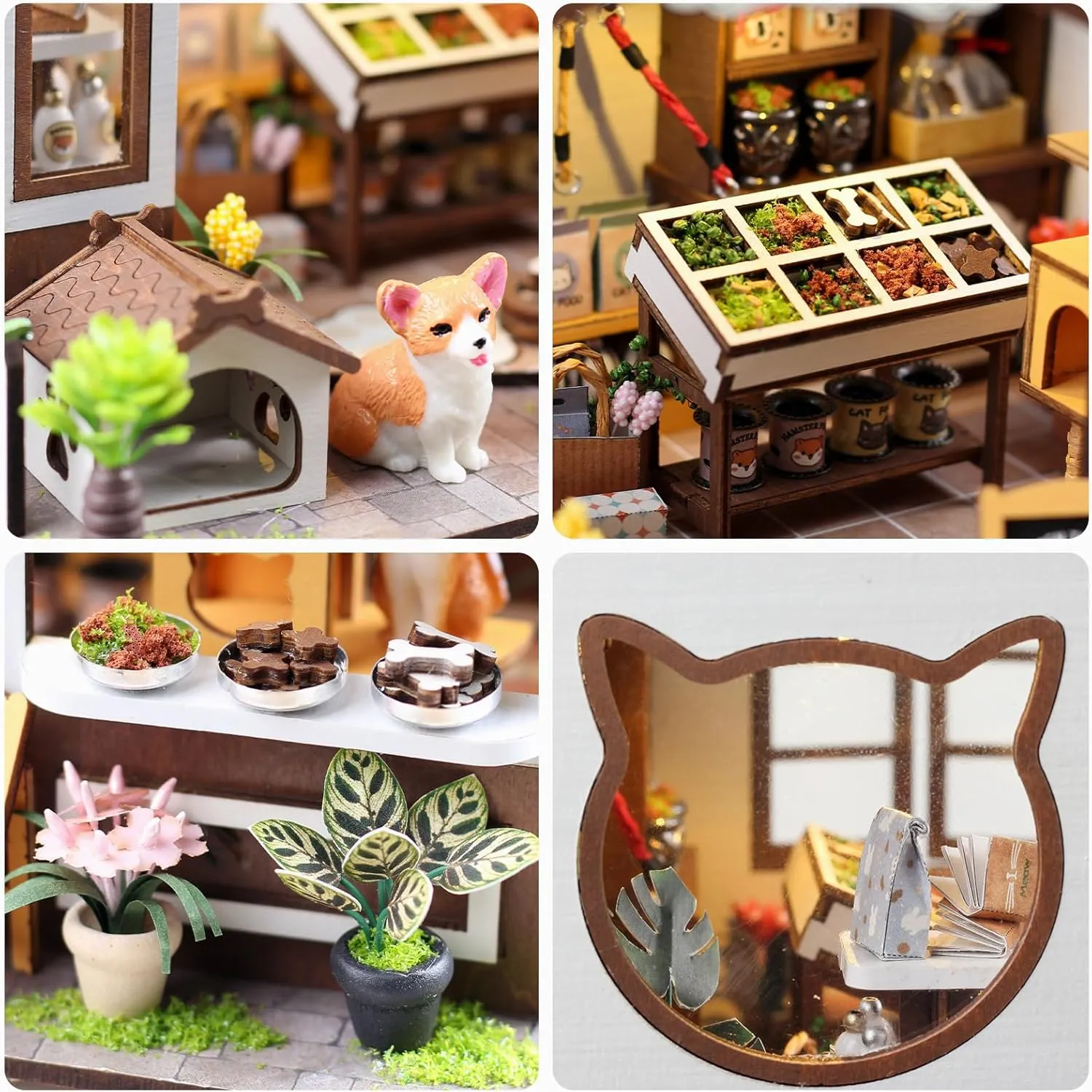 GuDoQi DIY Miniature House Kits, DIY Miniature Dollhouse Kit with Furniture, Tiny House Kits 1:24 Scale, Creative DIY Crafts for Adults Teen, Easter Day Birthday Gifts, Pet Shop