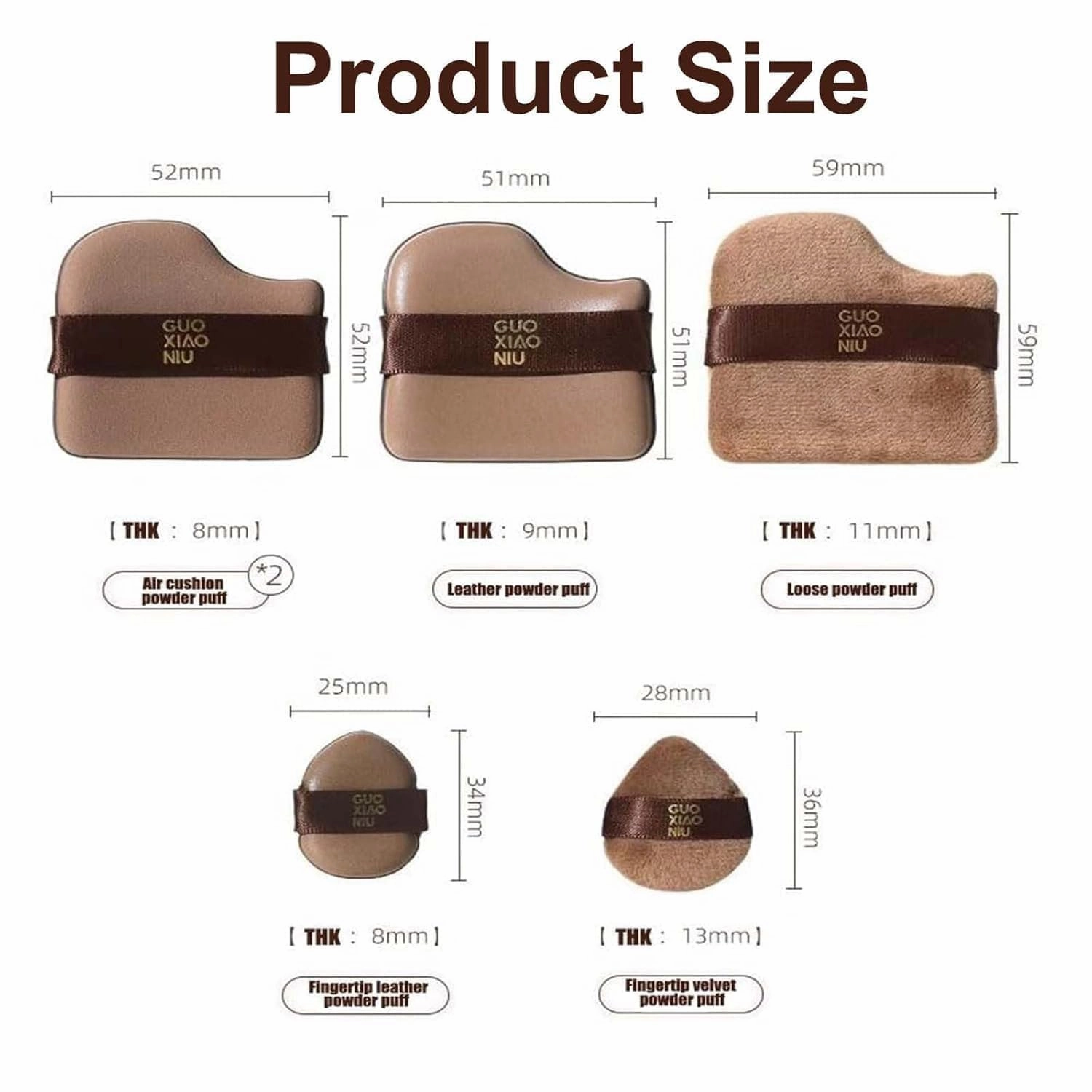 Guo Xiao Niu Makeup Puff, Guoxiaoniu Chocolate Color Quick Makeup Foundation Puff Set, Guoxiaoniu Makeup Puff-Dry & Wet Use, Makeup Chocolate Puffs Guo Xiao Niu (2 Boxes of 12 Pcs)
