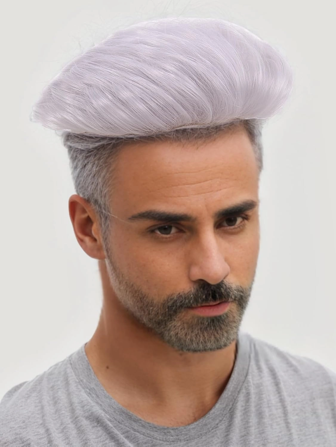H&Bwig Men Short Toppers Hairpiece Clip in Hair Extensions for Covering White Loss Hair Toupee (silver)