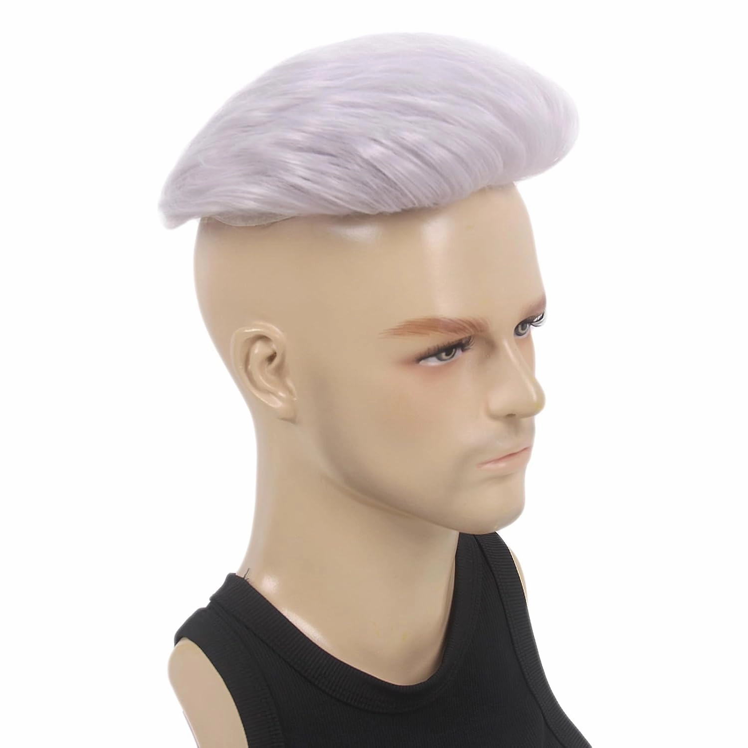 H&Bwig Men Short Toppers Hairpiece Clip in Hair Extensions for Covering White Loss Hair Toupee (silver)