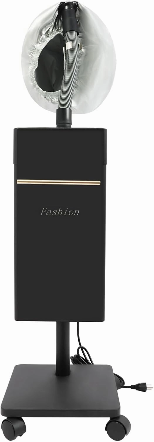 Hair Steamer and Hair Processor,Nano Hair Steamer Anion Hair Color Processor Stand Up Base Salon Spa Equipment,Steam Cap (Black)