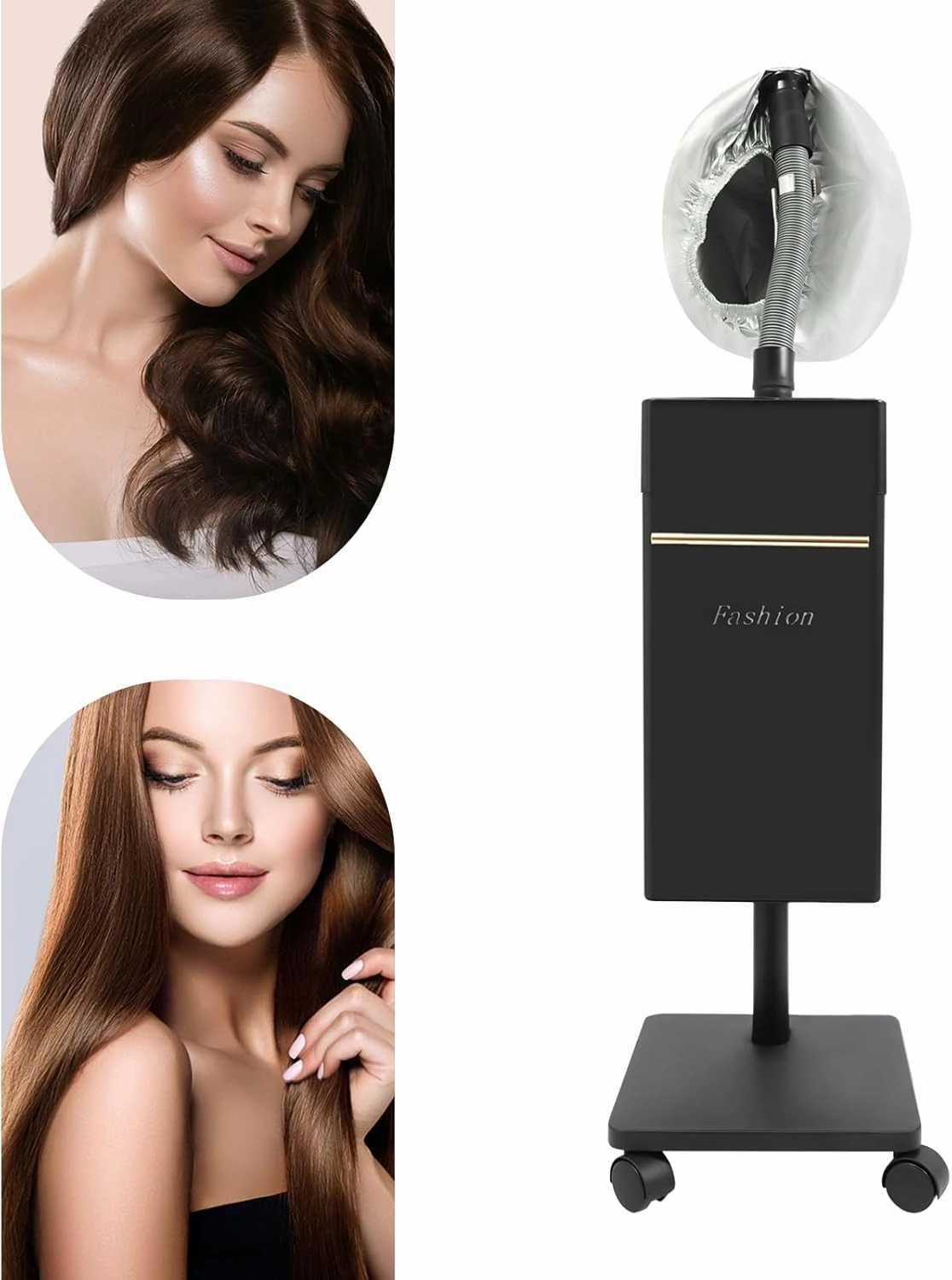 Hair Steamer Nano Micro Mist, Professional Standing Hair Steamer Deep Conditioning, Hooded Hair Steam Cap Treatment-Heated Micro Mist Steamer for Natural, Dyed Hair for SPA, Home (Black)