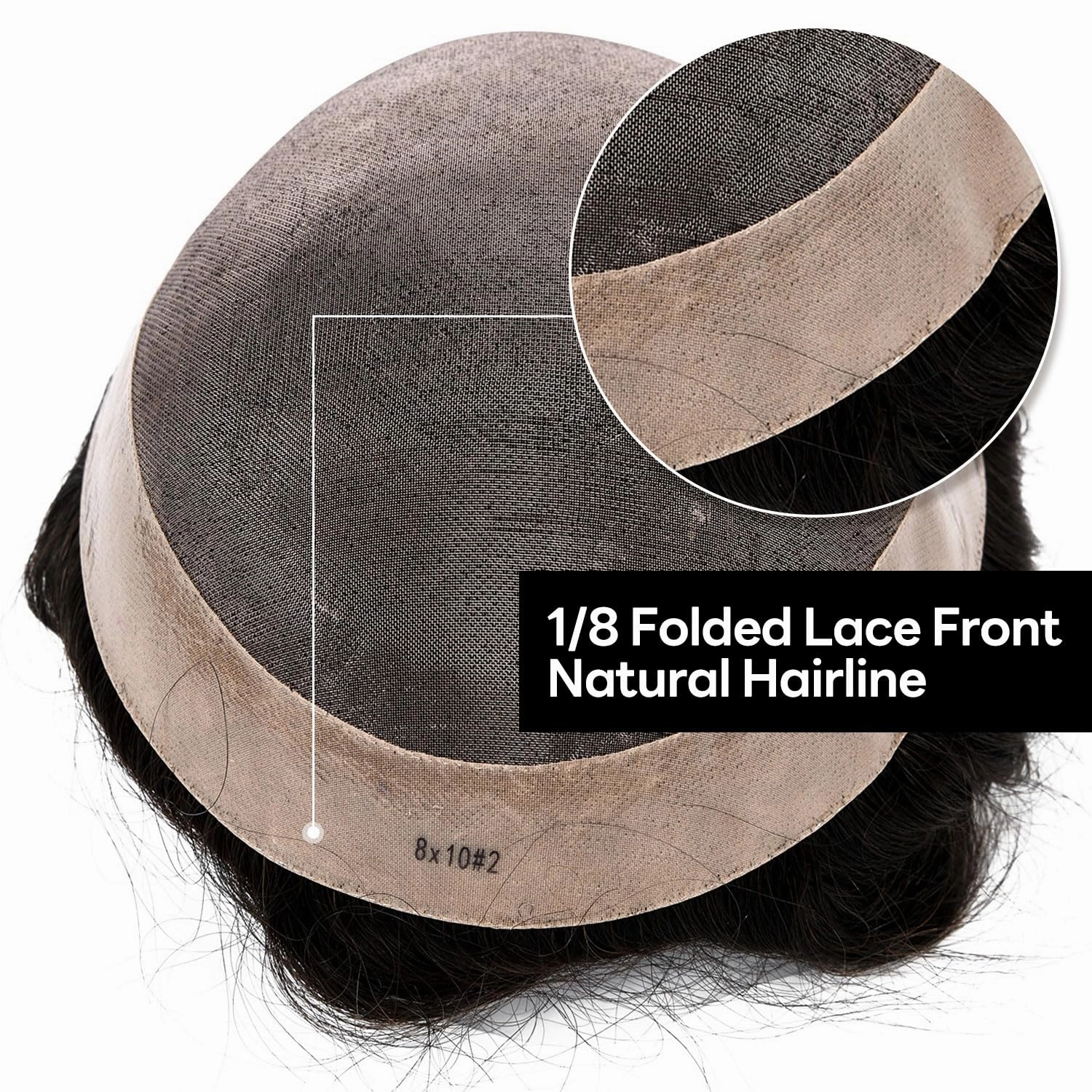 Hair System For Men Toupee Fine Mono Hair Piece European Human Hair Replacement NPU Skin Around Toupee For Men (2# Darkest Brown, 8x10""-120% Medium Light to Medium Density)