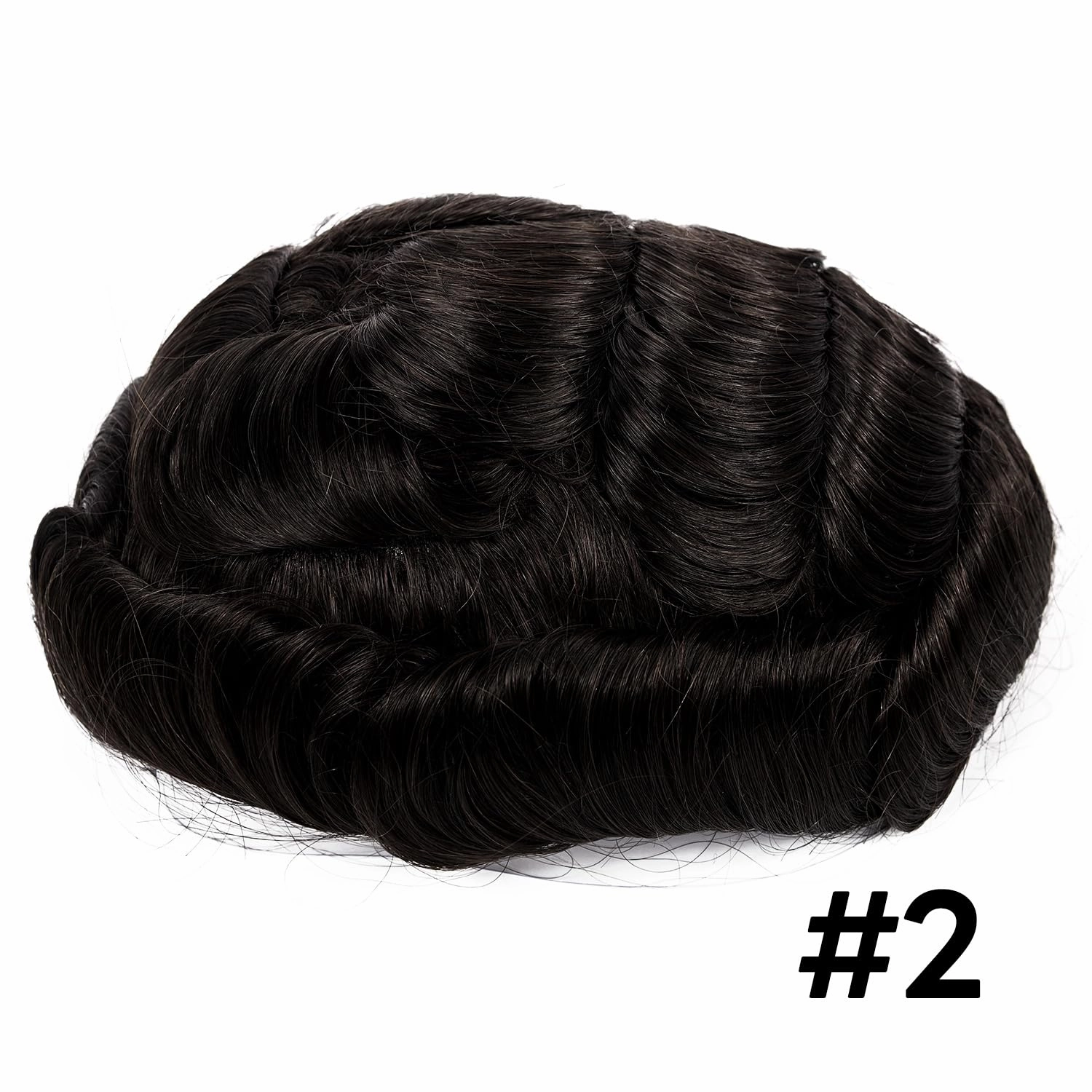 Hair System For Men Toupee Fine Mono Hair Piece European Human Hair Replacement NPU Skin Around Toupee For Men (2# Darkest Brown, 8x10""-120% Medium Light to Medium Density)