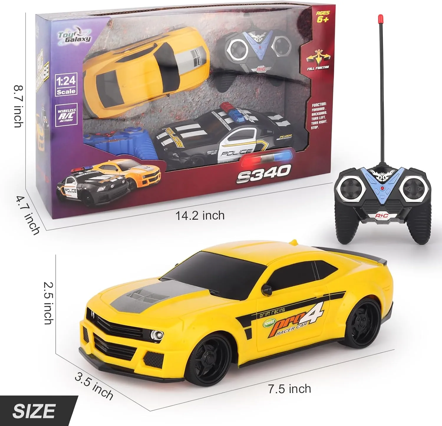 Haktoys Amazing Set of Two RC Toy Vehicles: Remote Control Police Chase Set with Police Car and Sports Car - Simultaneous Action Fun for Kids Boys Girls