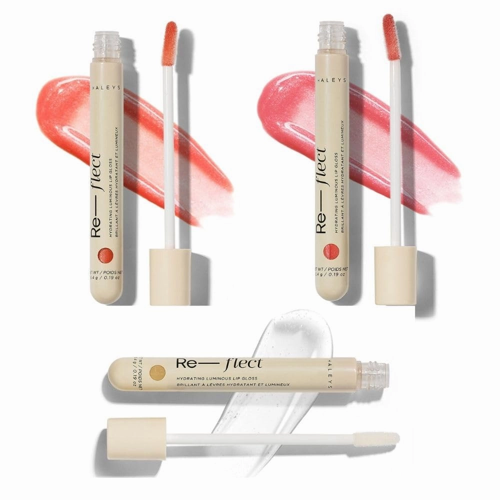 HALEYS Hydrating Luminous Lip Gloss Set (3 PACK), Re-flect and hydrate, nourish, non-sticky, weightless, Phenoxyethanol-free, peppermint oil-infused, Vegan and Cruelty-free