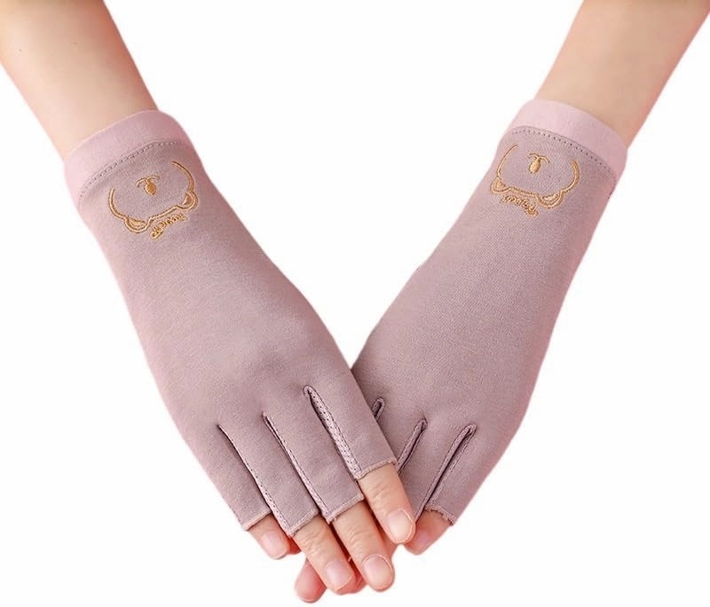 Half-Finger Sunscreen Gloves Women's Non-Slip Breathable UV-Proof Gloves(D)