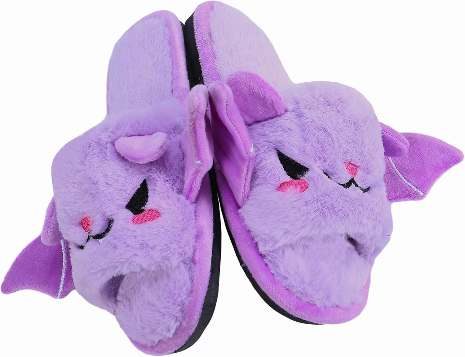 Halloween Bat Animal Slippers Soft Plush Cozy Open Toe Women Indoor or Outdoor Fuzzy Slippers Halloween Gifts For Girls Women Girlfriend