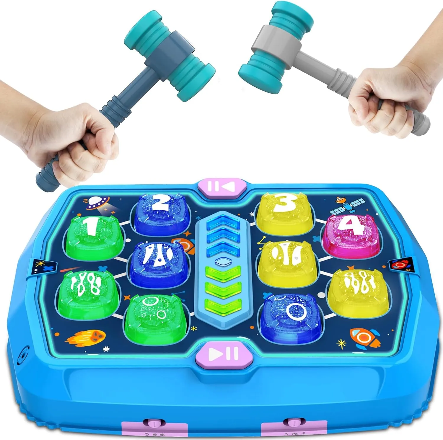 Hammer Mole Game Toy for Toddlers, Toys for 3 4 5 6  Year Old Boys/Girls, Interactive Educational Pounding Toys with 2 Hammers, Sound & Light, PK Mode, Birthday Xmas Toy Gifts for Kids Age 3 4 5 6 